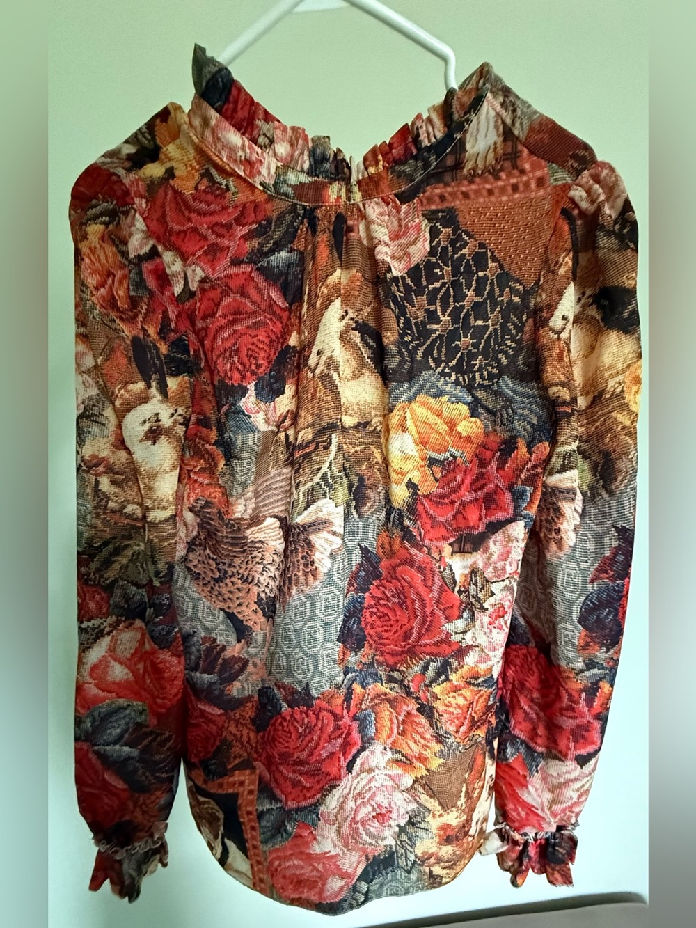 Floral Print Long-Sleeve Blouse